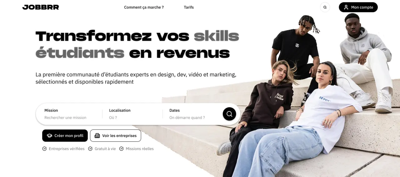Aperçu du site internet pour JOBBRR