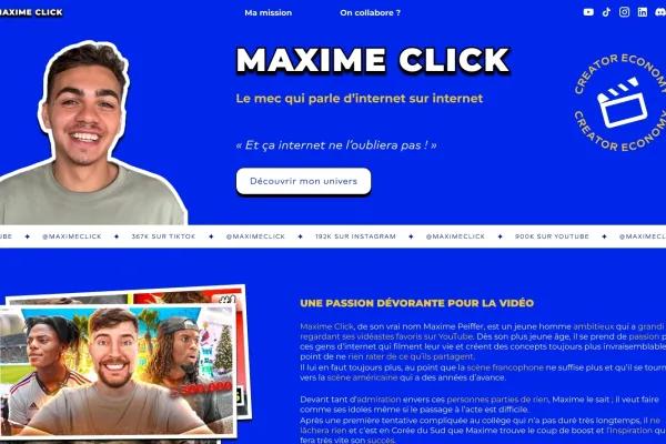 Aperçu du site internet pour Maxime Click