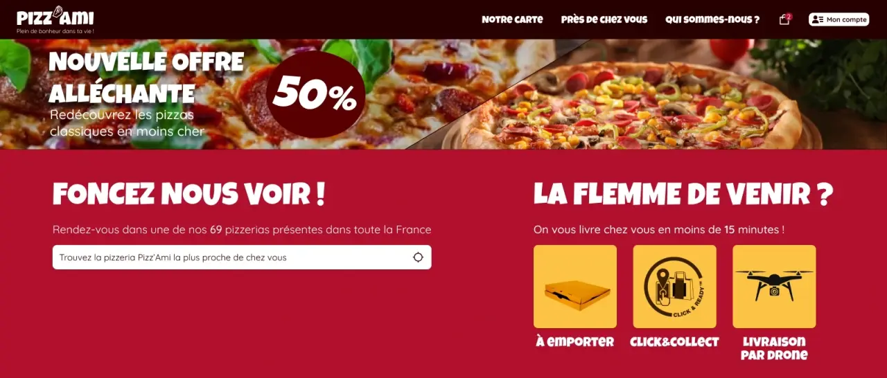 Aperçu du site internet pour Pizz'Ami