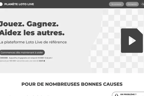 Aperçu du site internet pour Planète Loto Live