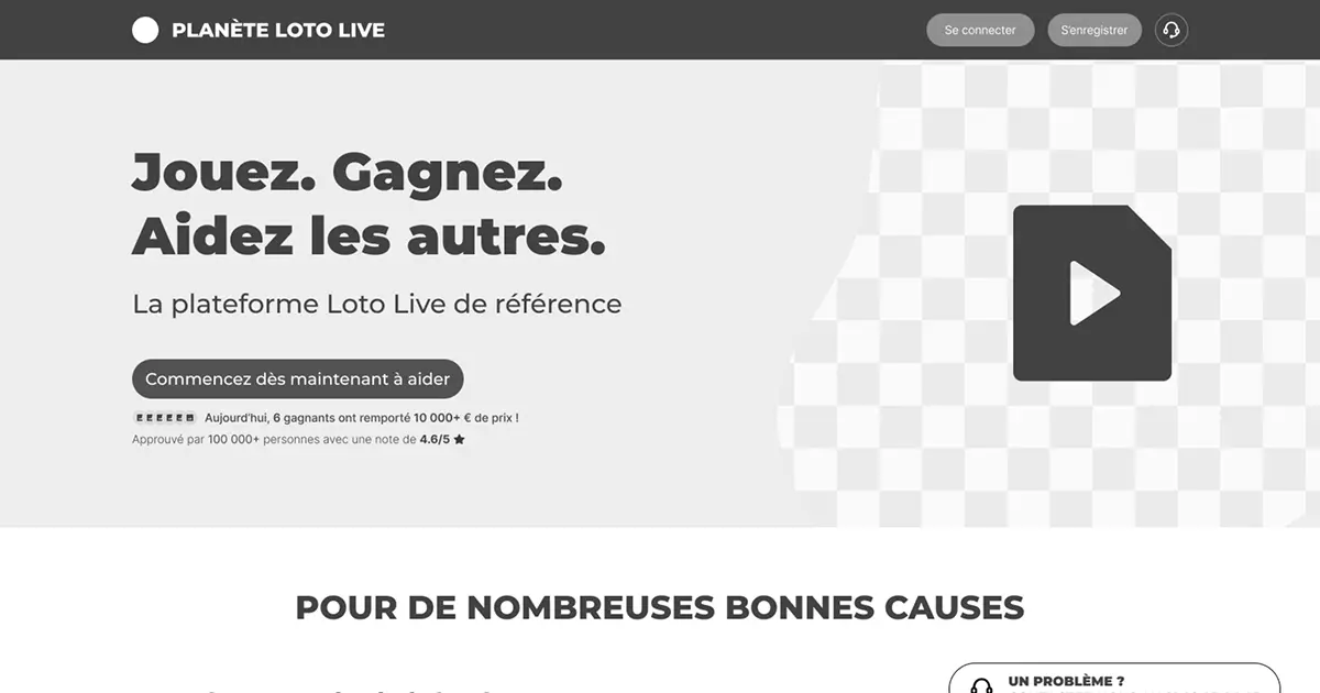 Aperçu du site internet pour Planète Loto Live