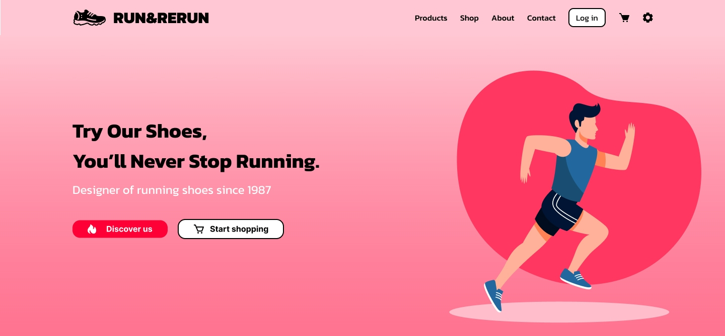 Aperçu du landing page pour Run&Rerun