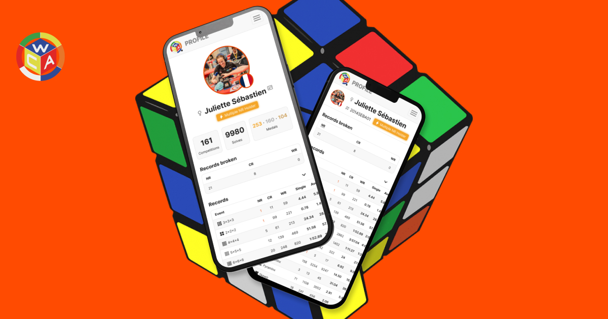 Aperçu du application pour WCA - World Cube Association
